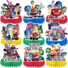 pièces de centres de table en nid d'abeille 3D double face sur le thème Vice-Versa, décorations de fête d'anniversaire pour enfants.