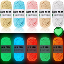 5 Rolls Glow-in-Dark Yarn, Luminous Crochet & Knitting Yarn, Fingering Weight, 50yd/Roll, Assorted Colors, Compatible with DIY Crafts