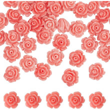 Pink Carved Rose Beads 10mm 50 pcs Synthetic Coral Shell
