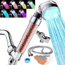 7-Color Auto-Changing LED Self-Powered Shower Head: Negative Ion Water-Purifying ABS Electroplated Shower Sprayer