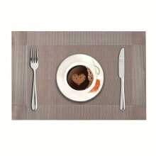 Plastic Square Golden Placemats Nordic Solid Color 6 Pcs