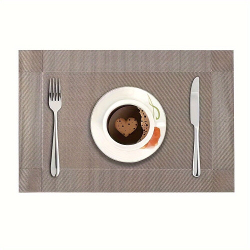 Plastic Square Golden Placemats Nordic Solid Color 6 Pcs