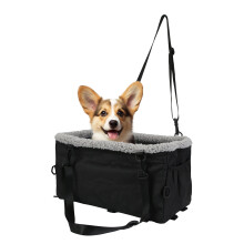 Small Dog Car Seat for Center Console, Up to 9 lbs, Elevated & Machine Washable (Black)