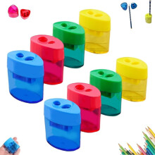 4pcs Dual-Hole Handheld Pencil Sharpeners with Lid, Multicolor, Compact – Compatible with Standard Pencils