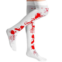 Halloween Cosplay Socks Women's Red High Stockings for a Terrifying Outfit