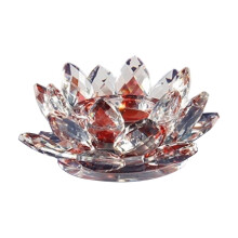 Set de 6 suporturi de lumânări tip pastilă din sticlă cu flori de cristal
