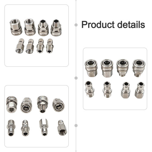 Højtryksrenser Quick Connect 3/8" rustfrit stål højtryksrenseradaptersæt 2