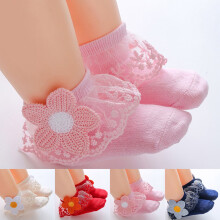 1Pair Children Socks Chic Exquisite Cotton Feet Warmer Baby Short Socks for Household,Red