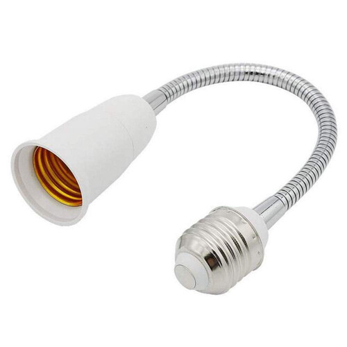 E26 to E26 Light Socket Extender, Flexible Extension Socket Adapter for Medium Base Lamps Bulb Security Cameras Home Corners (30CM/12inch, 1 Pack)