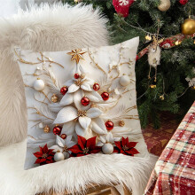 Housse de coussin de Noël améliorée, décoration de canapé, coussin en lin, housse de coussin de décoration de canapé pour la maison, 45 x 45 cm
