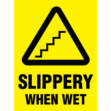 Caution Stairs Slippery When Wet Metal Sign Caution Danger Safety Security Warning Notice Signs (Aluminum) Size: 8 x 12 inch