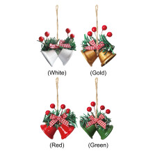 Lot de 4 clochettes de Noël décoratives pour sapin, en métal, avec nœud et baies, pour emballer le sapin et offrir en cadeau (multicolore).