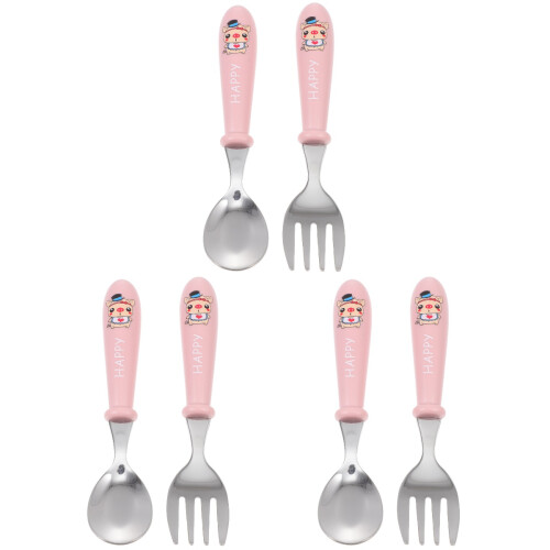 3Ensembles Ensemble Couverts Bébé Rose Tableware Portable Sécurisé ABS 1