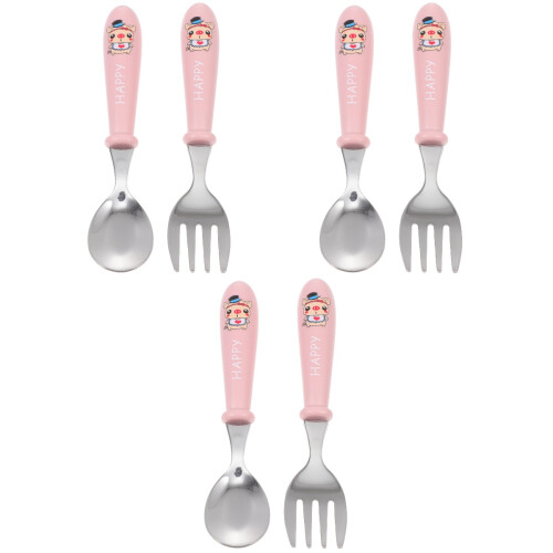 3Ensembles Ensemble Couverts Bébé Rose Tableware Portable Sécurisé ABS 2