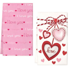 2-Pc Valentine's Kitchen Towels, Absorbent Heart-Print Tea Towels, 23.6"x15.7", for Lovers & Holiday Decor