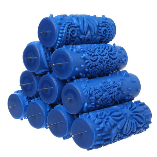 5" Embossed Paint Roller Sleeve Wall Texture Stencil Brush Pattern Decor 030Y Rubber 2