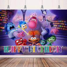 Bandera de fondo con temática de dibujos animados de Inside Out para cumpleaños, suministros de decoración para fiestas infantiles, accesorios