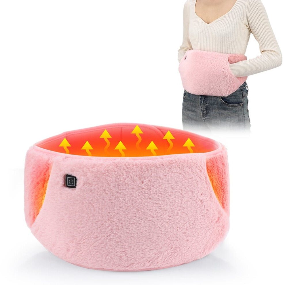 Pink Portable Graphene Heating Pad For Menstrual Cramps, Usb Rechargeable, 3-Level Temp Control, Soft Velvet Waist & Hand Warmer For Women Â