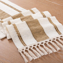 Chemin de table en toile de jute – Style bohème rustique en macramé, 183 cm (72 pouces) – Idéal pour la salle à manger, la cuisine, une