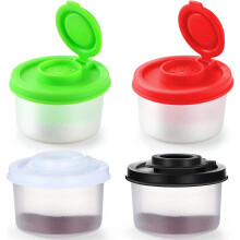 4 Pcs Mini Salt & Pepper Shakers Set – Clear Plastic, Damp-Proof, Travel/Camping Compatible