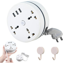 Universal power strip with 3 outlets 3 USB ports and 5.9 ft
