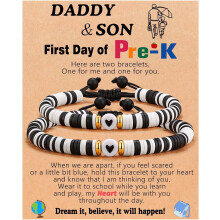 First Day of Preschool/Kindergarten/1st Grade/2nd Grade/School Gift, Back to School Bracelet Mommy and Me Dad and Son