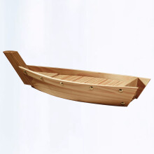 HOMEMAXS Wooden Sushi Plate in Boat Shape for Japanese Style Snack Tray Serving Light Brown 12.6x7.9 Inches