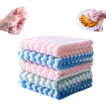 Torchons à vaisselle rayés en polaire corail Circulatik, microfibre, ultra doux et absorbants (lot de 5, 25 x 25 cm), compatibles avec tous les