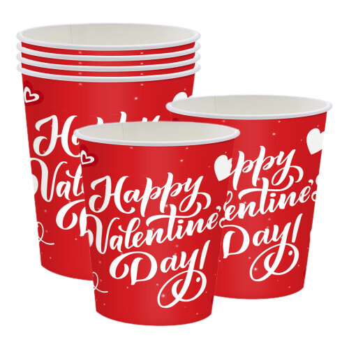 Valentine Disposable Coffee Cups Red 20 Pack 2.7 x 3.5 in