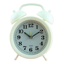 Round Cute Analog Alarm Clock Battery Operated White for Bedroom Living Room School Dormitory Desk Clocks for Table Decor