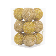 12pcs 3.15" Glitter Shatterproof Christmas Ball Ornaments, Sequin Xmas Hanging Decorations for Holiday/Wedding (Yellow)