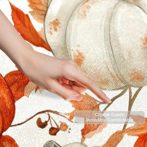 Washable Kitchen Rug Orange White Pumpkin Design 24x36 Inch 2