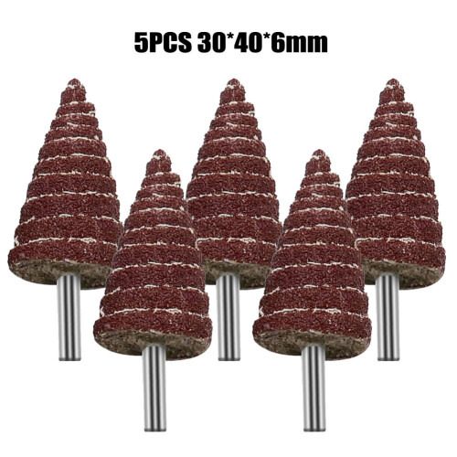Tapered Cone Grinding Head 6mm Shank 5 Pcs 80 Grit