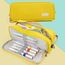 Large Capacity Pencil Case Organizer, Multi-Compartment Oxford Cloth Bag with Zipper, 9x3.3x3.5 in, Durable & Washable, Assorted Colors