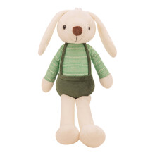 Poupée aux longues oreilles en peluche – Coussin décoratif vert doux, à poser sur une étagère ou un meuble de salon, chambre, bureau ou pour