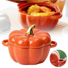 Ceramic Pumpkin Bowls & Dutch Oven Pots with Lid – Mini Soup Bowls for Thanksgiving, Halloween, Home Use – Compatible with Oven