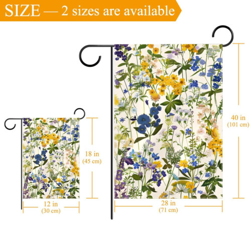 Σημαία Κήπου με Αγριολούλουδα Vintage Floral 12x18 ίντσες 2
