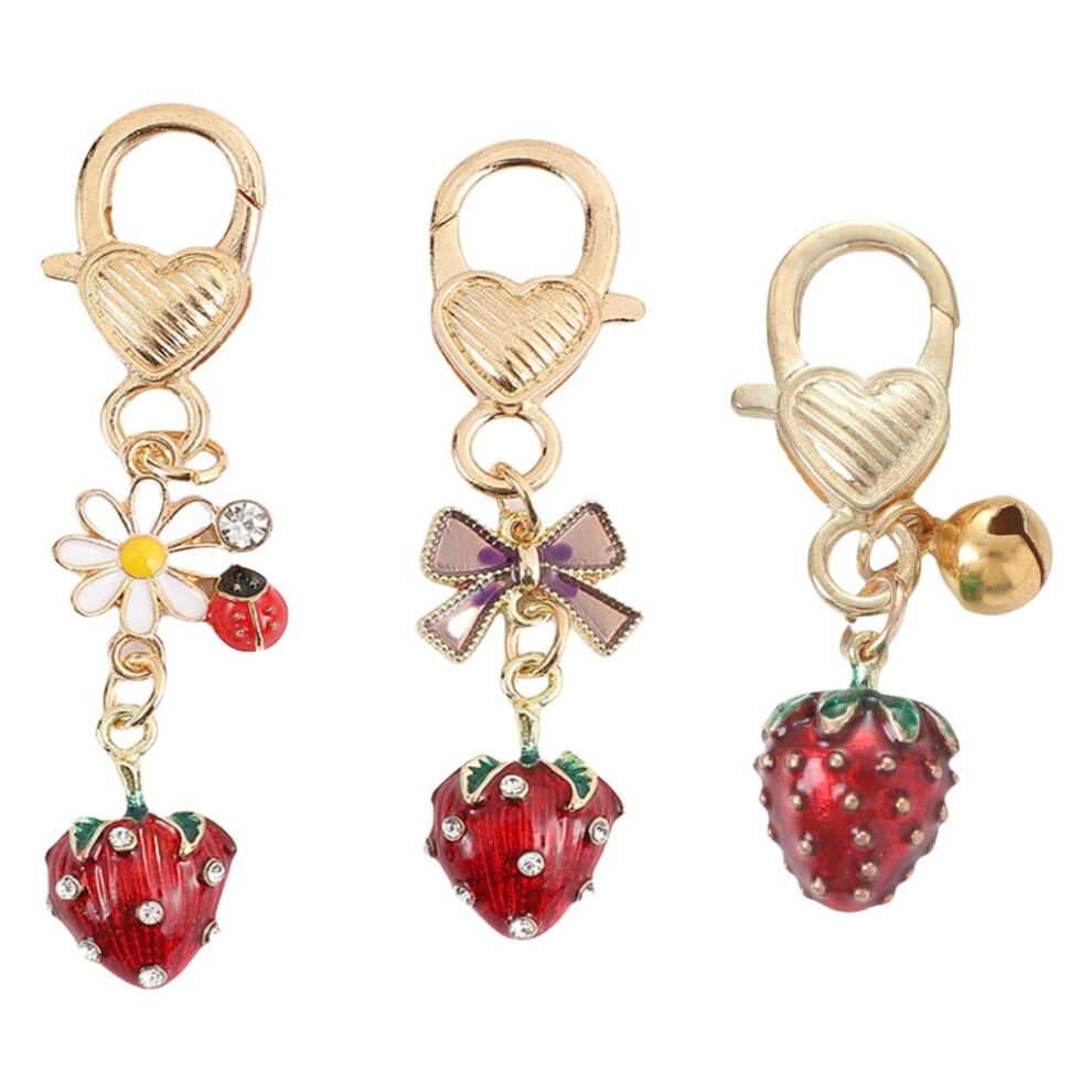 3Pcs Realistic Strawberry Charm Keychain Fruit Shaped Pendant Set For Bags And Keys Decorative Phone Chain Accessory 9170372345021