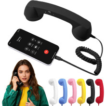 Type-C Retro Phone Handset, for compatible with iPhone & Android, Retro/Wired with Microphone, Receiver for Cell Mobile Video Conferences