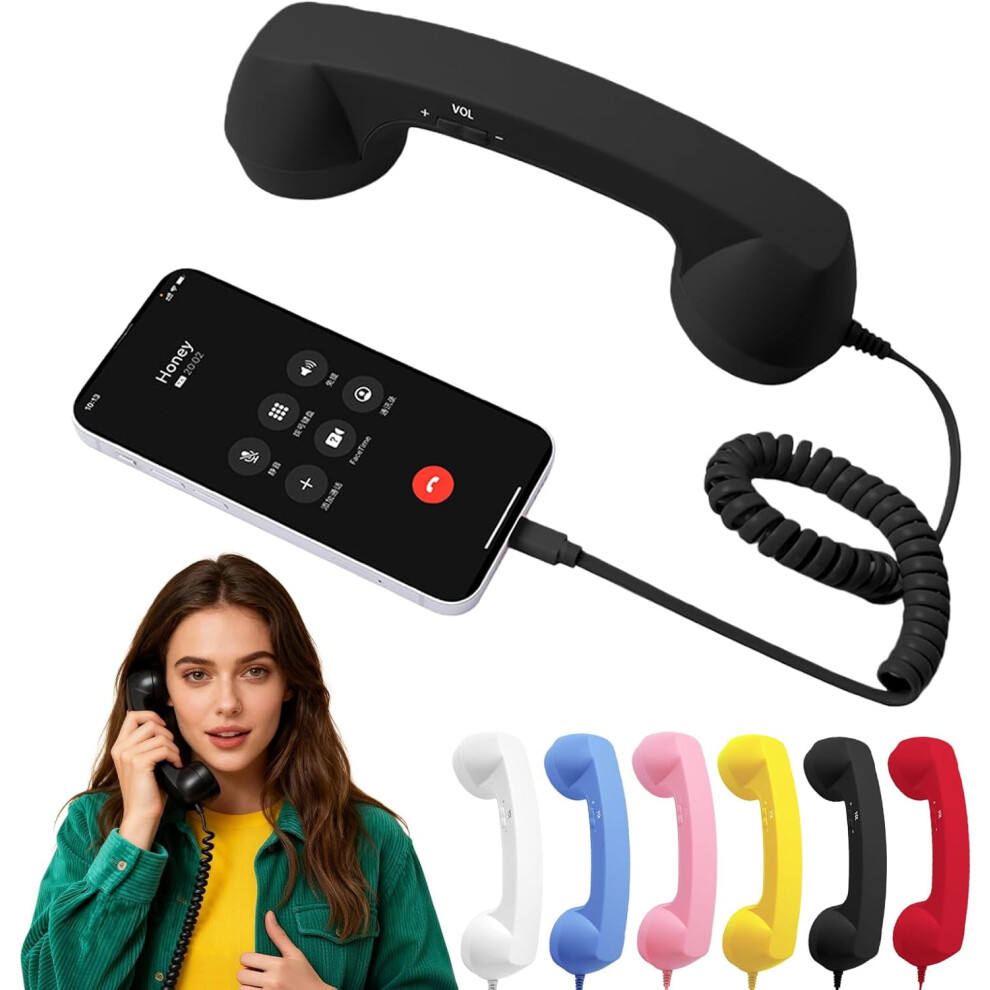 Type-C Retro Phone Handset, For Compatible With Iphone & Android, Retro/Wired With Microphone, Receiver For Cell Mobile Video Conferences 9170372344680