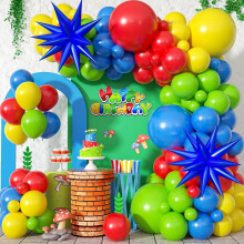 Kit de guirlande de ballons (110 pièces) pour arche, idéal pour décorer une fête sur le thème de Mario, un anniversaire, les fêtes de fin