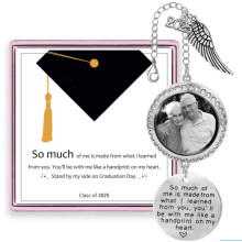 Personalized Graduation Tassel Charm with Angel Wings & Photo – Vintage Memorial Gift for Cap, Compatible with 2025 Ceremony