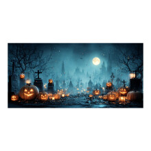 Halloween garázsajtó banner, tök sírkő garázsajtó borító 94,49x82,68 láb belső és külső ajtó otthoni dekorációhoz.