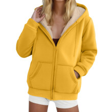 Sweat à capuche doublé polaire pour femme avec fermeture éclair sur le devant