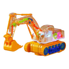 Light-Up Excavator Toy with Music & Sound, 25cm Tracked Vehicle, Movable Arm, Interactive Construction Play Set