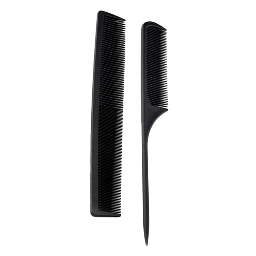 Unisex Black Tail Comb 2Pcs For Men And Women With Plastic And Pointed Tail For Hair Smoothing And Sectioning
