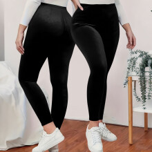 Samthose für Damen, einfarbig, elastischer Bund