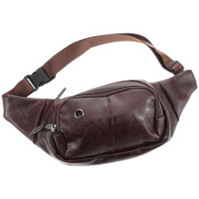 Unisex Hip Bum Bag Light Brown PU Spacious Storage Everyday