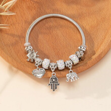 DIY Beaded Bracelet - Multifaceted Fashion Jewelry with Stainless Steel, Brass Alloy, and Rhinestones