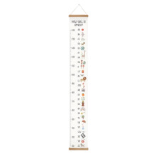 Kids Growth Chart for Wall, Wooden Frame Fabric Ruler, Removable Height Measurement Decor, 79"x7.9", White – Compatible with Kids & Nursery